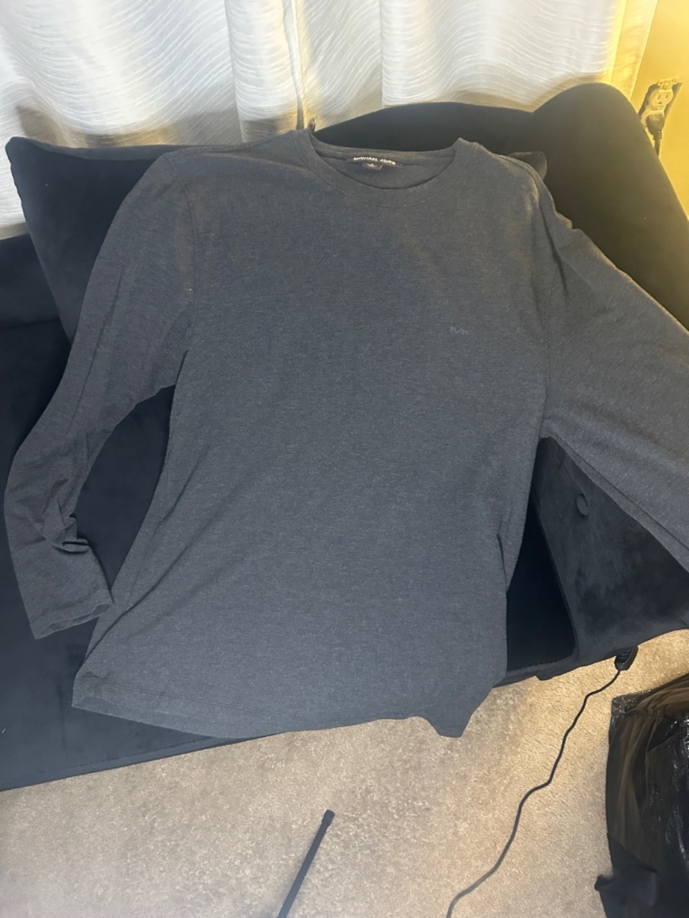 Michael Kors Men's Long Sleeve Crewneck Shirt - Charcoal Gray
